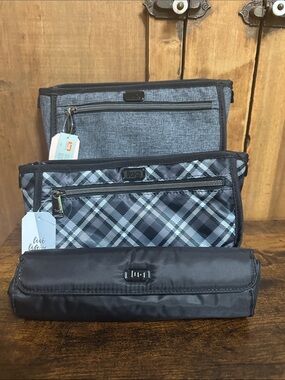 lug Black & Gray Toiletry/Travel Organizer Trio (2 zippered cases & 1 pill case)